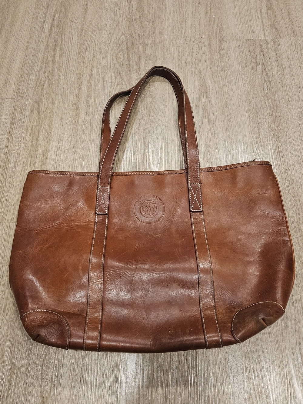 Vintage Mulholland Brothers Tan Leather Tote Bag Shoulder Shopper